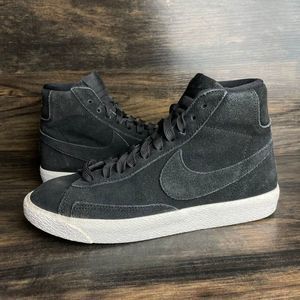 Nike Blazer Mid Black Suede Leather Sneakers Youth's Size 5/womens 6.5